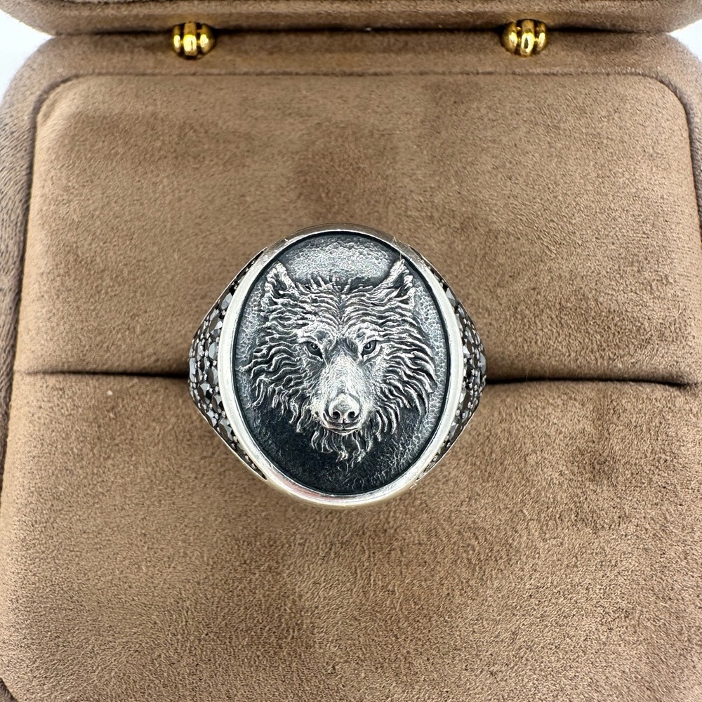David Yurman Silver Wolf Emblem Ring - image 1